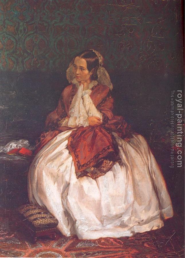 Adolph Von Menzel : Portrait of Frau Maercker